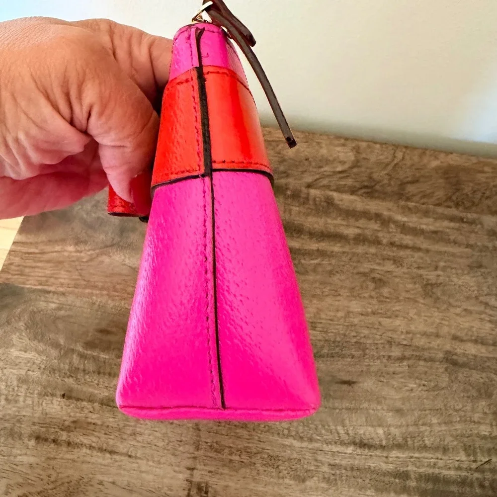 Kate Spade Kirk Park Bee Cosmetic Bag Women Pink Red Bow Colorblock Pouch Preppy